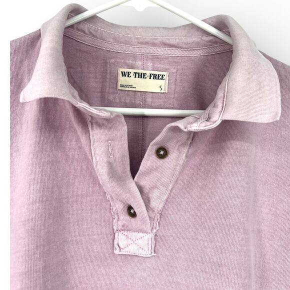 Free People  | S | Keep On Polo Oversized Preppy colligate Mauve Top Shirt - Picture 4 of 6